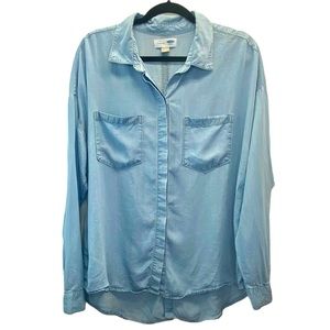 Old Navy Women’s Boyfriend Loose-Fit High-Low Chambray Button Down Shirt Size L